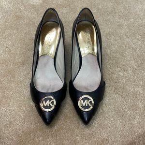 Black Michael Kors leather heels with logo